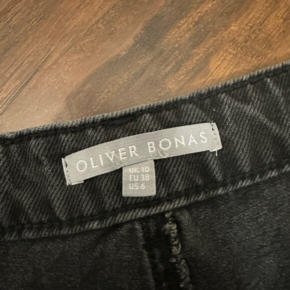 OLIVER BONAS Jeans Black Denim Cropped Wide Leg HR Baggy Gothic - Picture 7 of 11